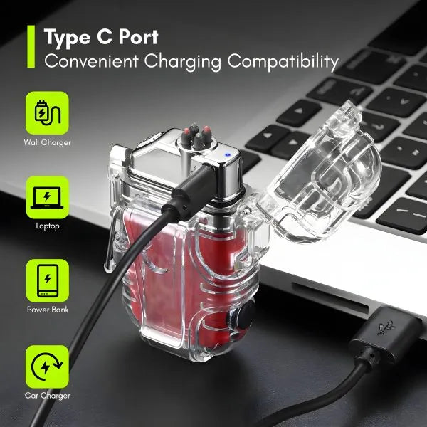 2 in 1 Transparent COB LED Flashlight with Rechargeable Electric Lighter – Bright, Portable &amp; Multipurpose