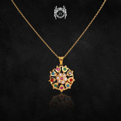 Elegant Naurattan Pendant Set