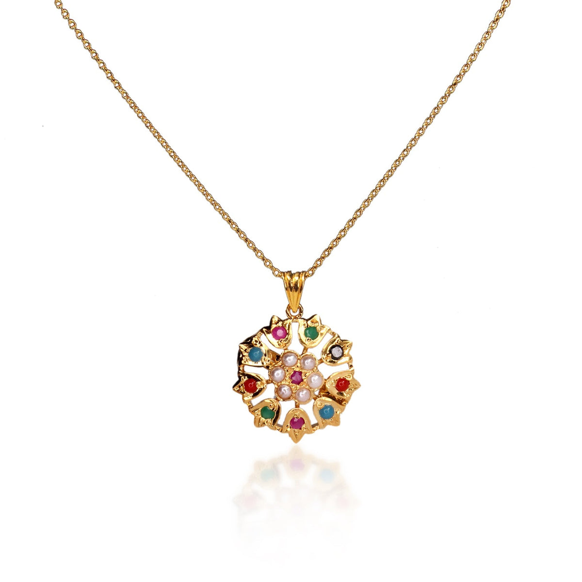 Elegant Naurattan Pendant Set