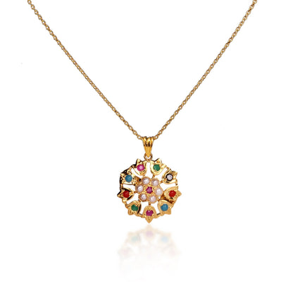 Elegant Naurattan Pendant Set