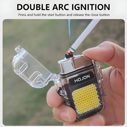 2 in 1 Transparent COB LED Flashlight with Rechargeable Electric Lighter – Bright, Portable &amp; Multipurpose